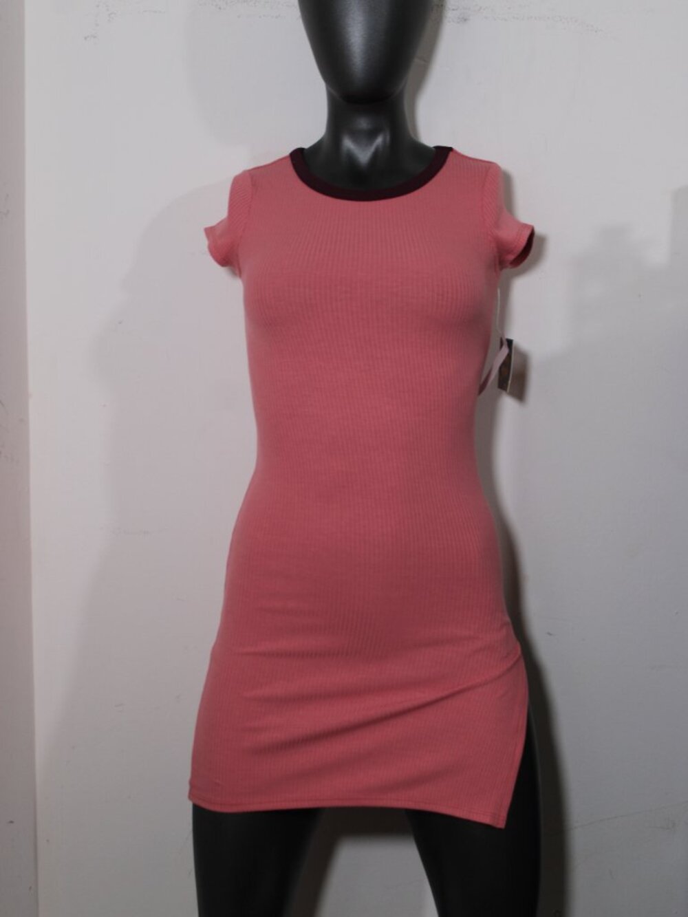 Planet Gold NWT Ribbed Ringer Bodycon Mini Dress Pink Size 4/5 - Picture 5 of 8